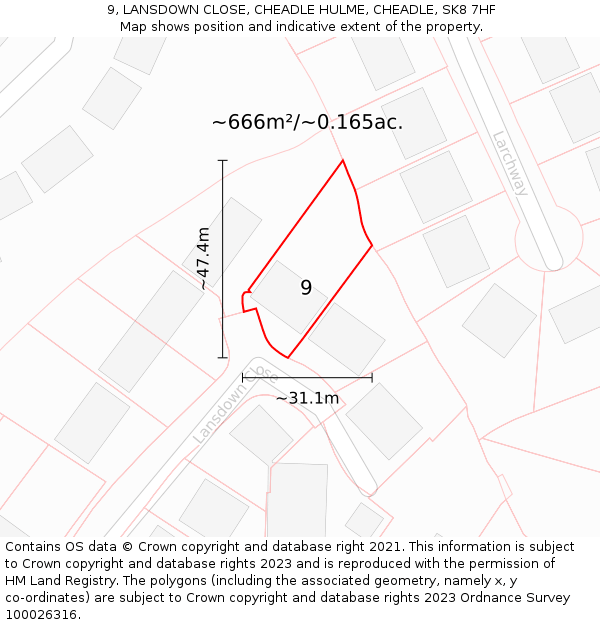 9, LANSDOWN CLOSE, CHEADLE HULME, CHEADLE, SK8 7HF: Plot and title map