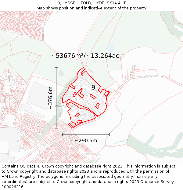 9, LASSELL FOLD, HYDE, SK14 4UT: Plot and title map