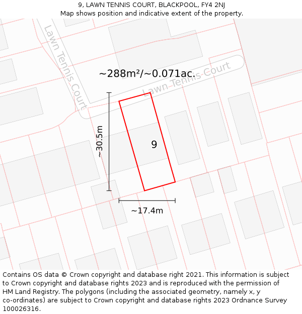 9, LAWN TENNIS COURT, BLACKPOOL, FY4 2NJ: Plot and title map