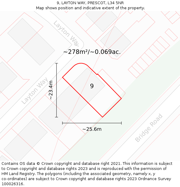 9, LAYTON WAY, PRESCOT, L34 5NR: Plot and title map