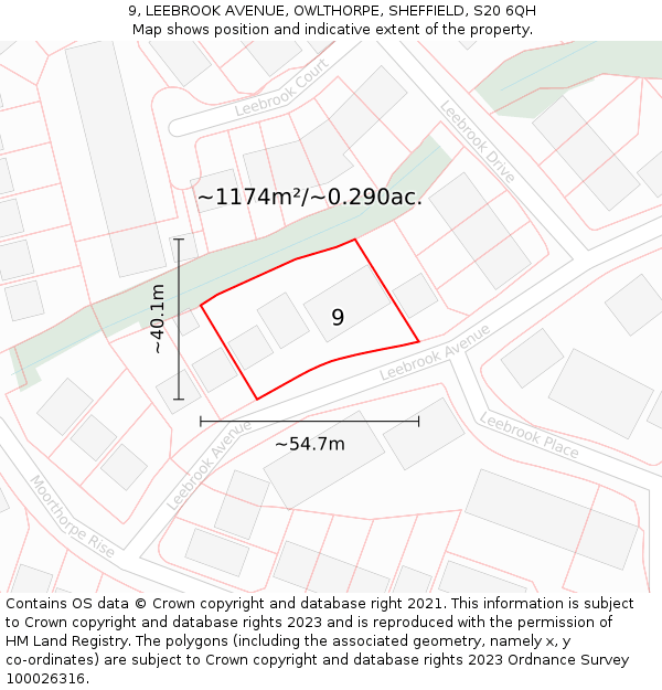 9, LEEBROOK AVENUE, OWLTHORPE, SHEFFIELD, S20 6QH: Plot and title map