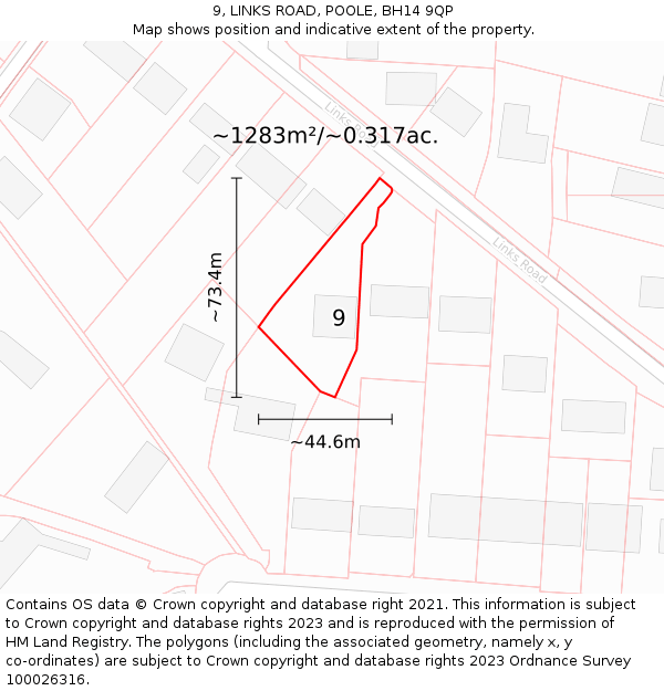 9, LINKS ROAD, POOLE, BH14 9QP: Plot and title map