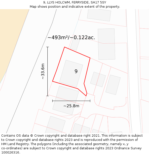 9, LLYS HOLCWM, FERRYSIDE, SA17 5SY: Plot and title map