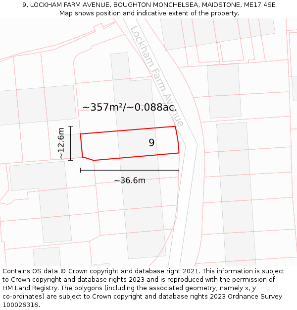 9, LOCKHAM FARM AVENUE, BOUGHTON MONCHELSEA, MAIDSTONE, ME17 4SE: Plot and title map