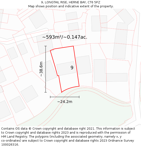 9, LONGTAIL RISE, HERNE BAY, CT6 5PZ: Plot and title map