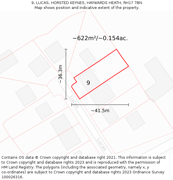 9, LUCAS, HORSTED KEYNES, HAYWARDS HEATH, RH17 7BN: Plot and title map