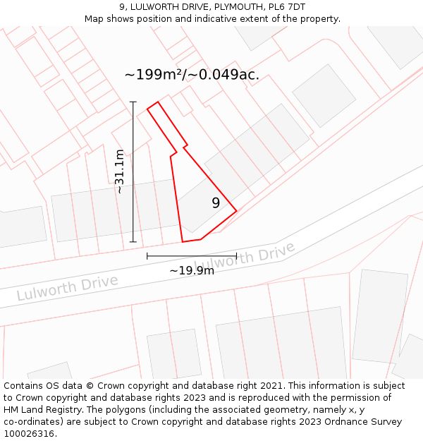 9, LULWORTH DRIVE, PLYMOUTH, PL6 7DT: Plot and title map