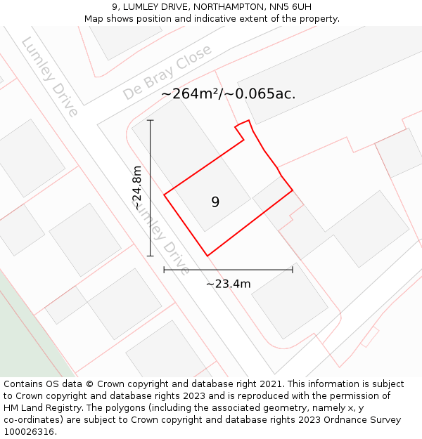 9, LUMLEY DRIVE, NORTHAMPTON, NN5 6UH: Plot and title map