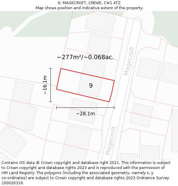 9, MAGECROFT, CREWE, CW1 4TZ: Plot and title map