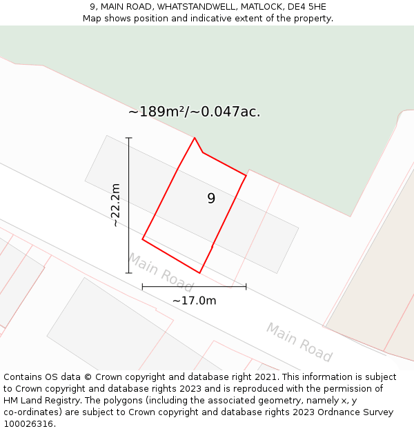 9, MAIN ROAD, WHATSTANDWELL, MATLOCK, DE4 5HE: Plot and title map