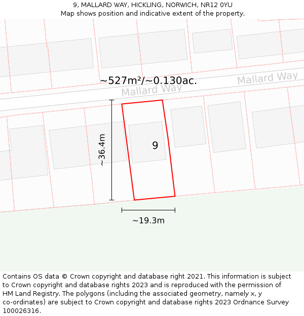 9, MALLARD WAY, HICKLING, NORWICH, NR12 0YU: Plot and title map