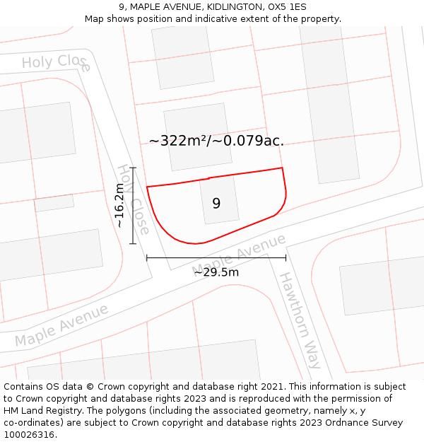 9, MAPLE AVENUE, KIDLINGTON, OX5 1ES: Plot and title map