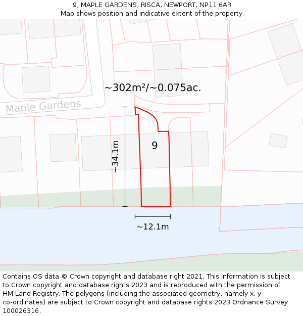 9, MAPLE GARDENS, RISCA, NEWPORT, NP11 6AR: Plot and title map