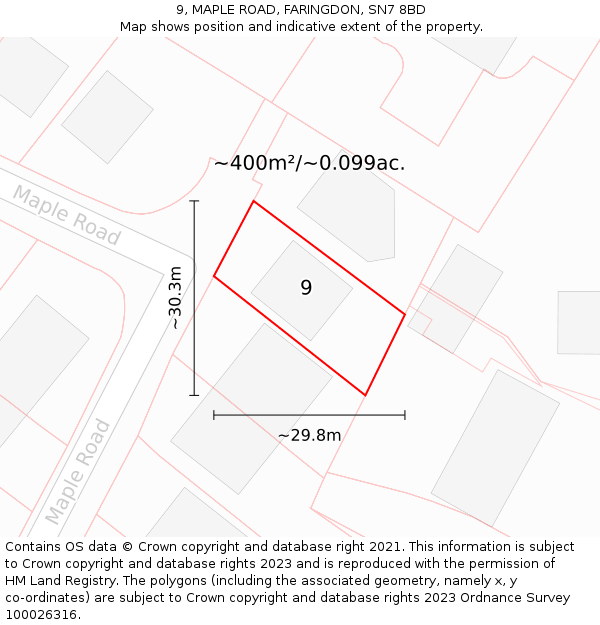 9, MAPLE ROAD, FARINGDON, SN7 8BD: Plot and title map