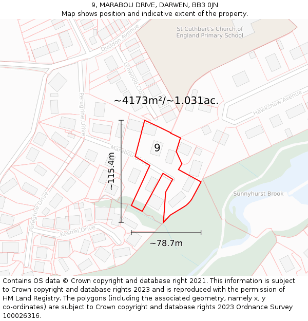 9, MARABOU DRIVE, DARWEN, BB3 0JN: Plot and title map