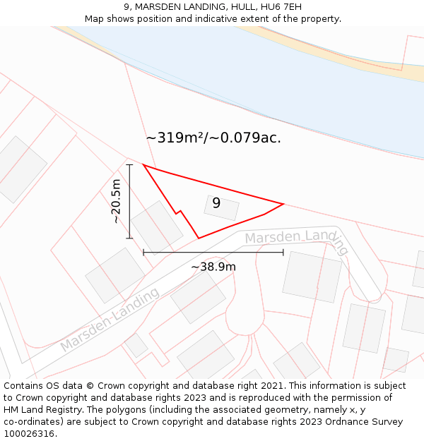 9, MARSDEN LANDING, HULL, HU6 7EH: Plot and title map