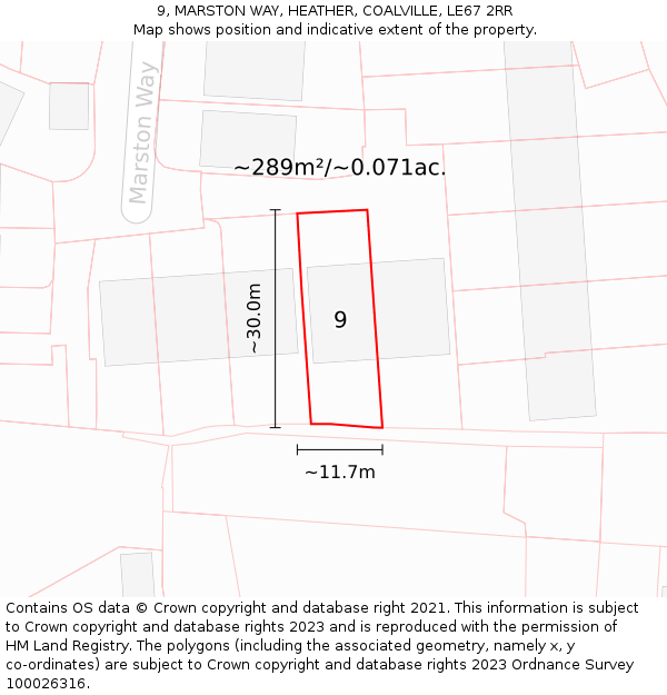 9, MARSTON WAY, HEATHER, COALVILLE, LE67 2RR: Plot and title map