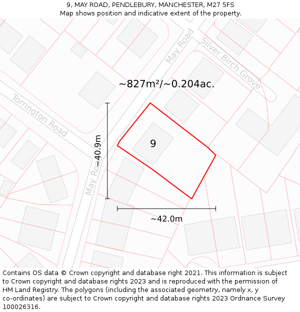 9, MAY ROAD, PENDLEBURY, MANCHESTER, M27 5FS: Plot and title map