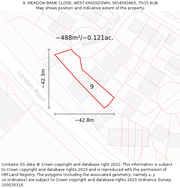9, MEADOW BANK CLOSE, WEST KINGSDOWN, SEVENOAKS, TN15 6UB: Plot and title map