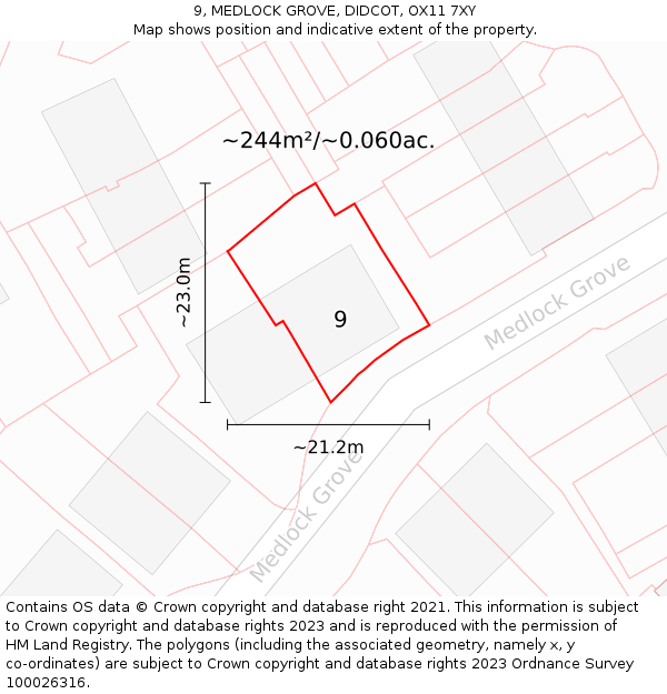 9, MEDLOCK GROVE, DIDCOT, OX11 7XY: Plot and title map