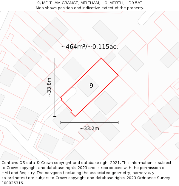 9, MELTHAM GRANGE, MELTHAM, HOLMFIRTH, HD9 5AT: Plot and title map