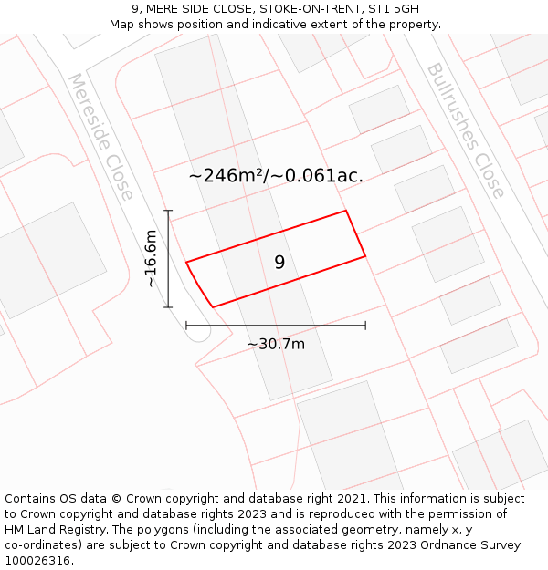 9, MERE SIDE CLOSE, STOKE-ON-TRENT, ST1 5GH: Plot and title map