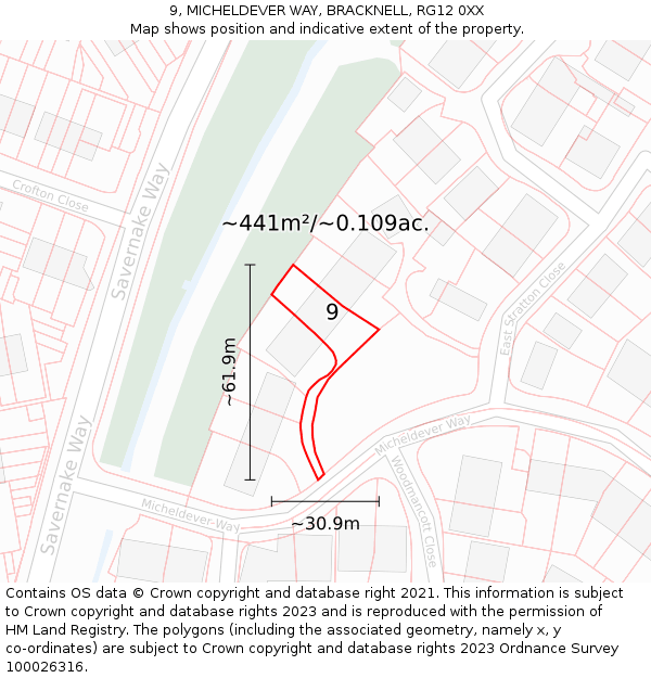 9, MICHELDEVER WAY, BRACKNELL, RG12 0XX: Plot and title map