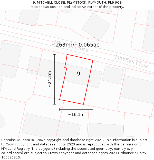 9, MITCHELL CLOSE, PLYMSTOCK, PLYMOUTH, PL9 9GE: Plot and title map