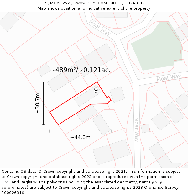 9, MOAT WAY, SWAVESEY, CAMBRIDGE, CB24 4TR: Plot and title map