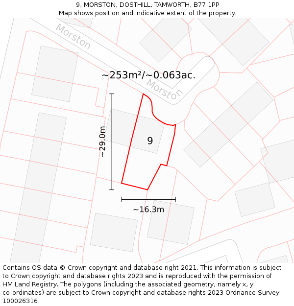 9, MORSTON, DOSTHILL, TAMWORTH, B77 1PP: Plot and title map