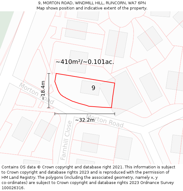 9, MORTON ROAD, WINDMILL HILL, RUNCORN, WA7 6PN: Plot and title map