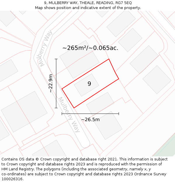 9, MULBERRY WAY, THEALE, READING, RG7 5EQ: Plot and title map