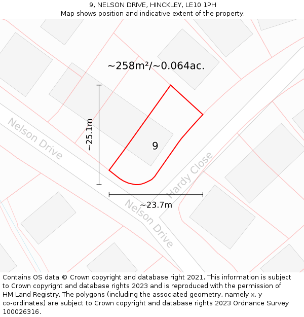 9, NELSON DRIVE, HINCKLEY, LE10 1PH: Plot and title map