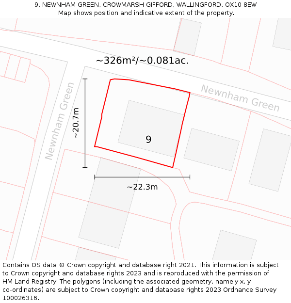 9, NEWNHAM GREEN, CROWMARSH GIFFORD, WALLINGFORD, OX10 8EW: Plot and title map