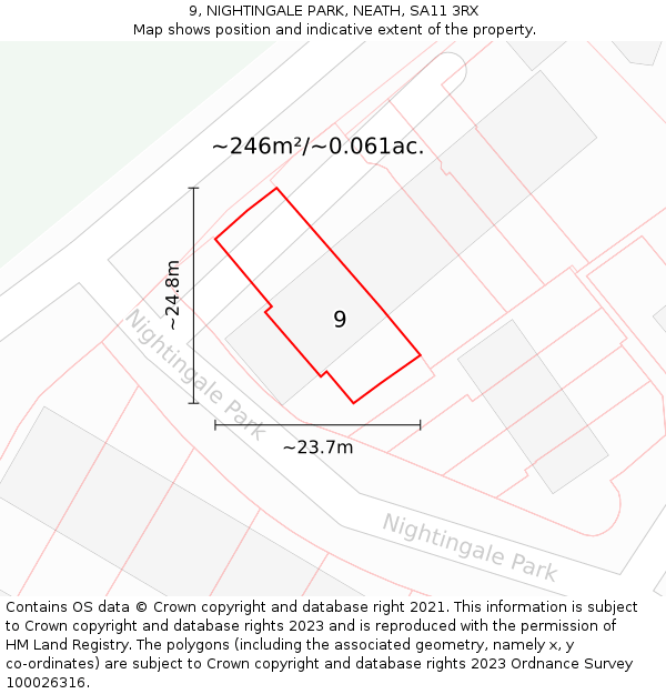 9, NIGHTINGALE PARK, NEATH, SA11 3RX: Plot and title map