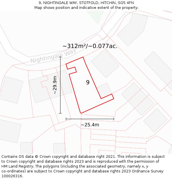 9, NIGHTINGALE WAY, STOTFOLD, HITCHIN, SG5 4FN: Plot and title map