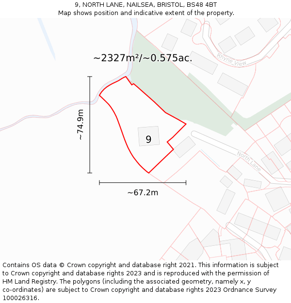 9, NORTH LANE, NAILSEA, BRISTOL, BS48 4BT: Plot and title map