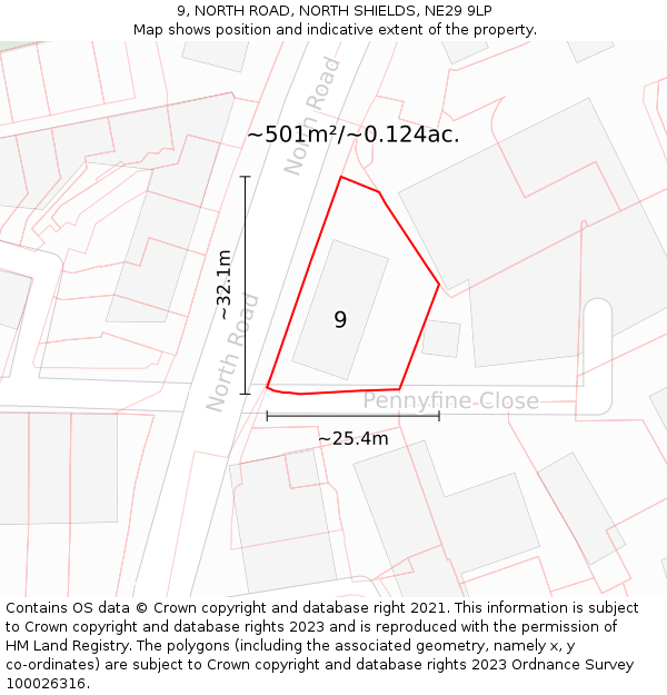 9, NORTH ROAD, NORTH SHIELDS, NE29 9LP: Plot and title map