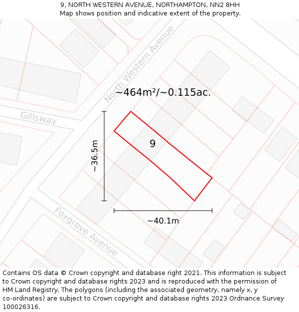 9, NORTH WESTERN AVENUE, NORTHAMPTON, NN2 8HH: Plot and title map