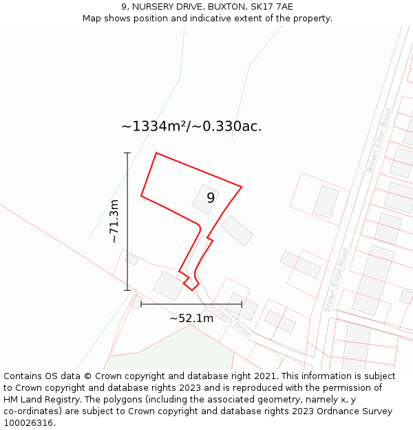 9, NURSERY DRIVE, BUXTON, SK17 7AE: Plot and title map