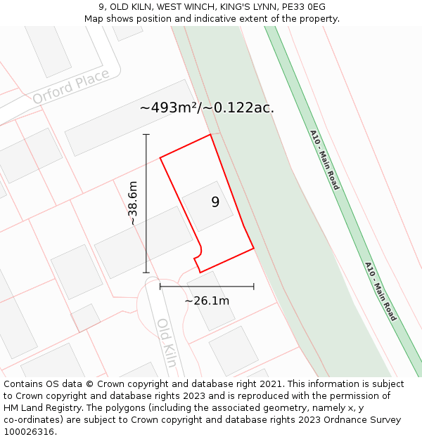 9, OLD KILN, WEST WINCH, KING'S LYNN, PE33 0EG: Plot and title map