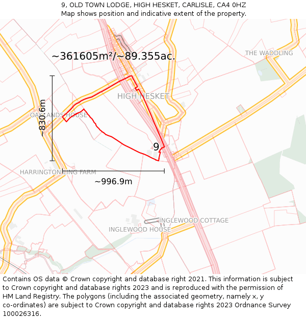9, OLD TOWN LODGE, HIGH HESKET, CARLISLE, CA4 0HZ: Plot and title map