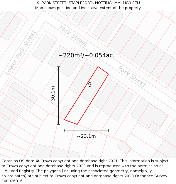 9, PARK STREET, STAPLEFORD, NOTTINGHAM, NG9 8EU: Plot and title map