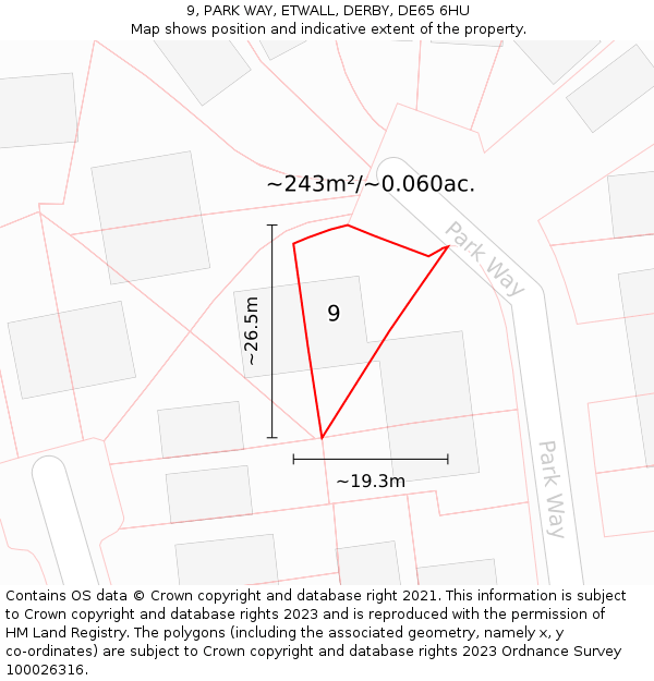 9, PARK WAY, ETWALL, DERBY, DE65 6HU: Plot and title map