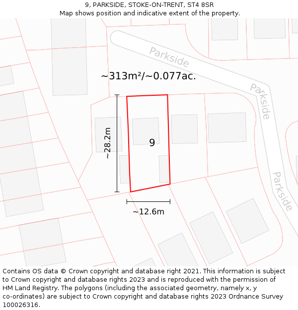 9, PARKSIDE, STOKE-ON-TRENT, ST4 8SR: Plot and title map