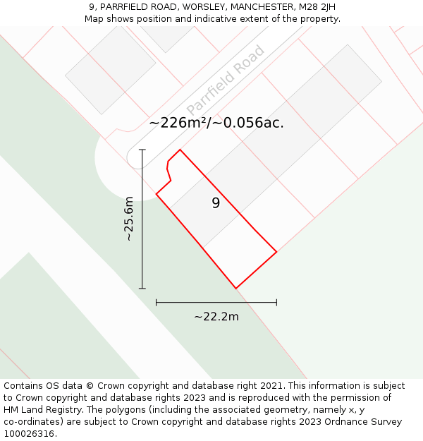 9, PARRFIELD ROAD, WORSLEY, MANCHESTER, M28 2JH: Plot and title map