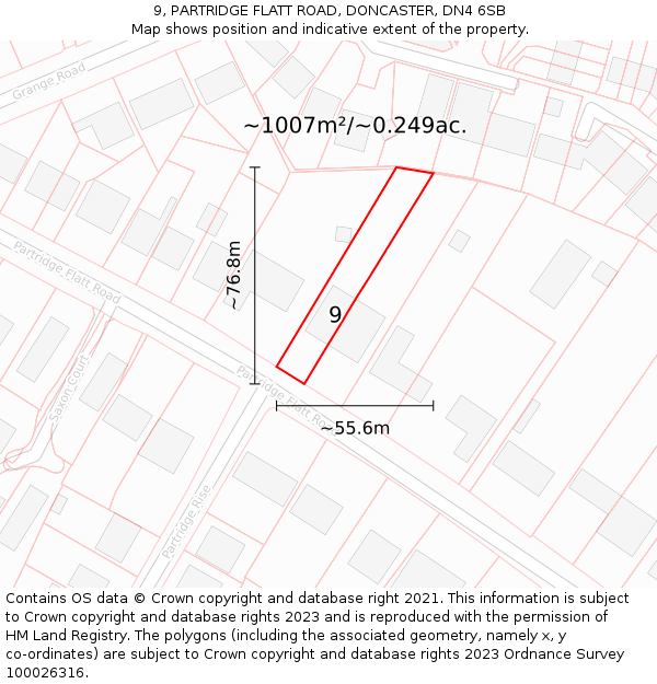 9, PARTRIDGE FLATT ROAD, DONCASTER, DN4 6SB: Plot and title map