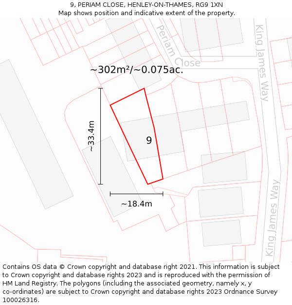 9, PERIAM CLOSE, HENLEY-ON-THAMES, RG9 1XN: Plot and title map