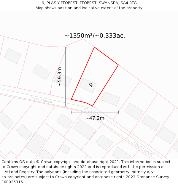 9, PLAS Y FFOREST, FFOREST, SWANSEA, SA4 0TG: Plot and title map