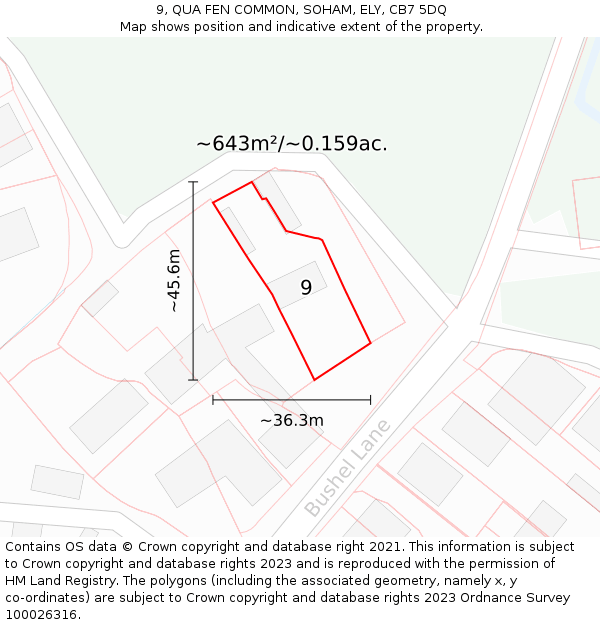 9, QUA FEN COMMON, SOHAM, ELY, CB7 5DQ: Plot and title map